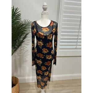 Y2K Coquette Mesh Floral Bodycon Dress – Forever 21 (Mid-2010s)